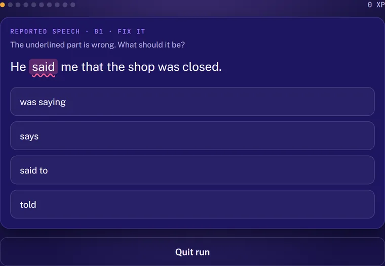 Grammar Game gameplay