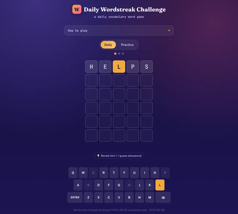 Daily Wordstreak Challenge gameplay
